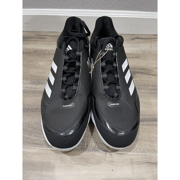 Adidas Baseball Cleats Icon 7 Mens Size 12 Black Metal Spike Athletic Shoes - Picture 3 of 7
